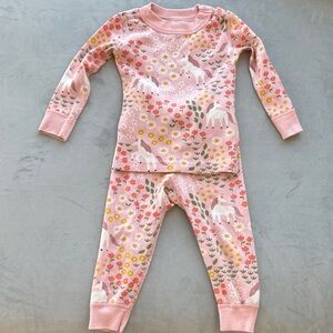 Hanna Andersson Pink Floral Unicorn Pajama Set